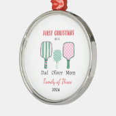 Eerste kerstfamilie van drie Photo Keepsake Metalen Ornament (Links)