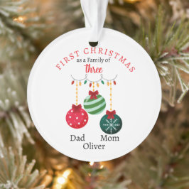 Eerste kerstfamilie van drie Photo Keepsake Ornament