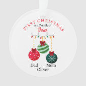 Eerste kerstfamilie van drie Photo Keepsake Ornament (voorkant)