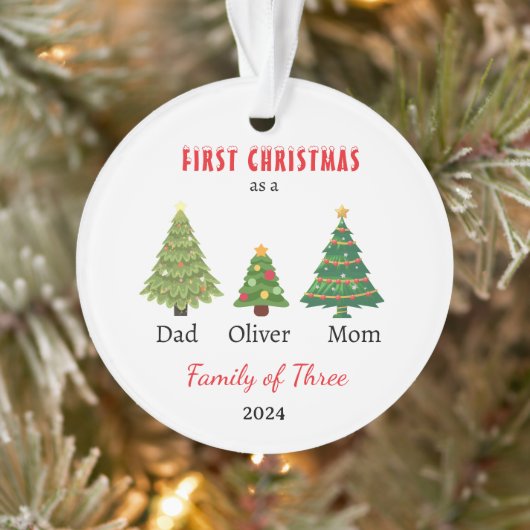Eerste kerstfamilie van drie Photo Keepsake Ornament (Boom)