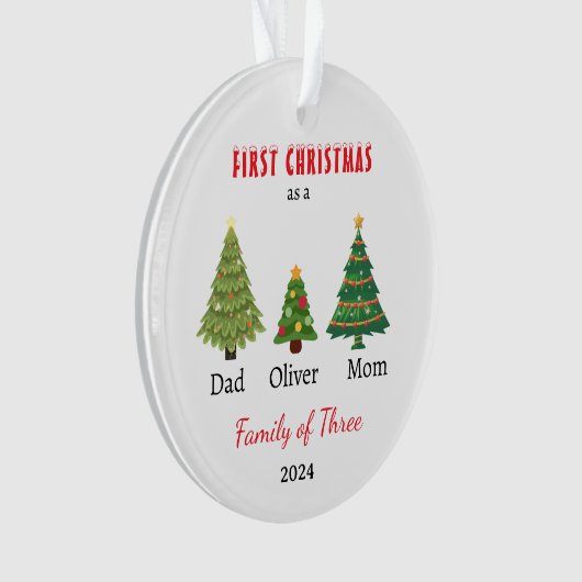 Eerste kerstfamilie van drie Photo Keepsake Ornament (voorkant)