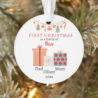 Eerste kerstfamilie van drie Photo Keepsake Ornament