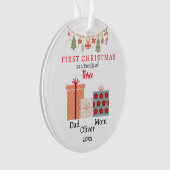 Eerste kerstfamilie van drie Photo Keepsake Ornament (voorkant)