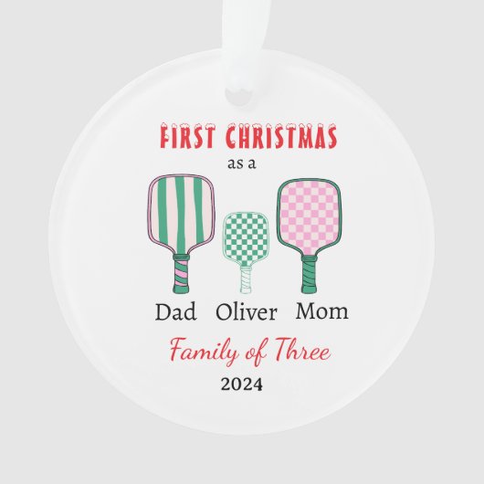 Eerste kerstfamilie van drie Photo Keepsake Ornament (voorkant)