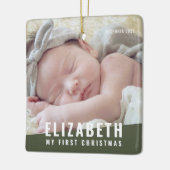 Eerste kerstfeest Aangepast modern fotojaar voor b Keramisch Ornament (Links)