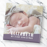 Eerste kerstfeest Aangepast modern fotojaar voor b Magneet<br><div class="desc">Dit eenvoudige en moderne ontwerp bestaat uit sans serif typografie. Voeg aangepaste baby-foto toe.</div>