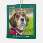 Eerste kerstfeest Aangepaste foto van Pet Puppy Do Keramisch Ornament (Links)