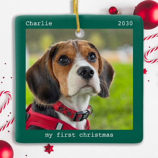 Eerste kerstfeest Aangepaste foto van Pet Puppy Do Keramisch Ornament