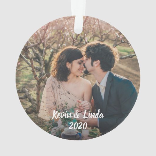 Eerste kerstfeest als de heer en mevrouw. | Foto Ornament (achterkant)