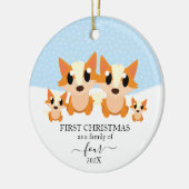 Eerste kerstfeest als gezin van 4 vos dier keramisch ornament (Links)