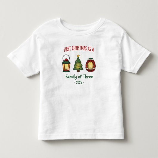 "Eerste kerstfeest als gezin van drie 2025 Sieraad Kinder Shirts (Voorkant)