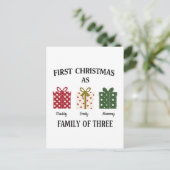 Eerste kerstfeest als gezin van drie cadeau briefkaart (Staand voorkant)