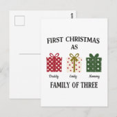 Eerste kerstfeest als gezin van drie cadeau briefkaart (Voorkant / Achterkant)