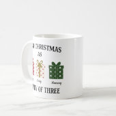 Eerste kerstfeest als gezin van drie cadeau koffiemok (Voorkant links)