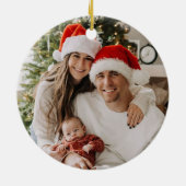 Eerste kerstfeest als gezin van drie keramisch ornament (Achterkant)