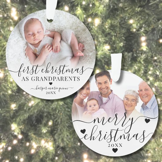 Eerste kerstfeest als grootouders 2 foto ornament