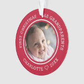 Eerste kerstfeest als grootouders 2 foto rood ornament (voorkant)