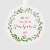 Eerste kerstfeest als grootouders aangepaste babyf ornament (voorkant)