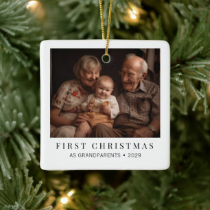 Eerste kerstfeest als grootouders Foto Kerstmis Keramisch Ornament