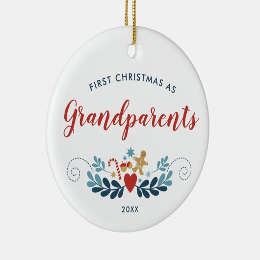 Eerste kerstfeest als grootouders Gepersonaliseerd Keramisch Ornament (Rechts)