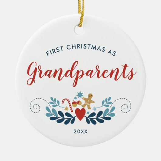 Eerste kerstfeest als grootouders Gepersonaliseerd Keramisch Ornament (Voorkant)