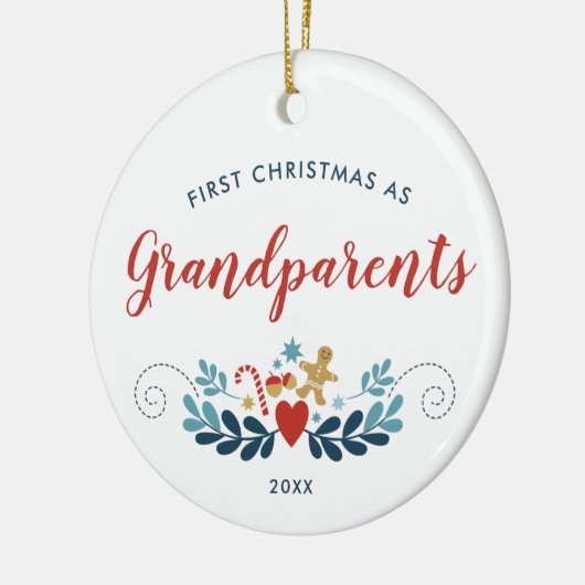 Eerste kerstfeest als grootouders Gepersonaliseerd Keramisch Ornament (Links)