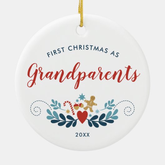 Eerste kerstfeest als grootouders Gepersonaliseerd Keramisch Ornament (Achterkant)