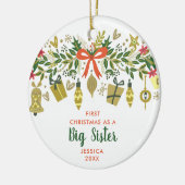 Eerste kerstfeest als grote zus gepersonaliseerde keramisch ornament (Links)