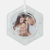 Eerste kerstfeest als mama en papa Marmeren foto Glas Ornament (Voorkant)