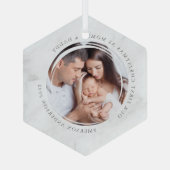 Eerste kerstfeest als mama en papa Marmeren foto Glas Ornament (Achterkant)