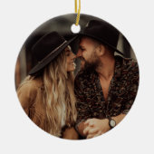 Eerste kerstfeest als meneer en mevrouw aangepaste keramisch ornament (Voorkant)