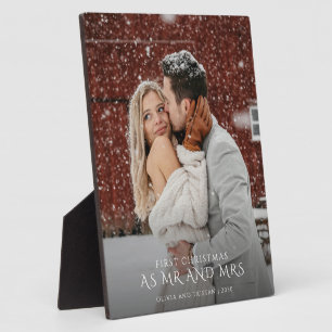 Eerste kerstfeest als meneer en mevrouw foto fotoplaat