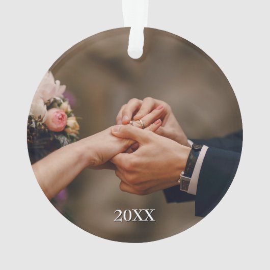 Eerste kerstfeest als meneer en mevrouw foto's ornament (achterkant)
