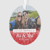 Eerste kerstfeest als meneer en mevrouw foto's ornament (voorkant)