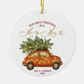Eerste kerstfeest als meneer en mevrouw keramisch ornament (Voorkant)