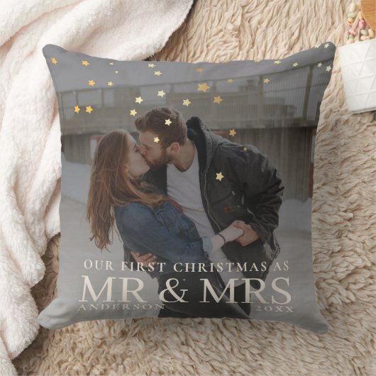 Eerste kerstfeest als meneer en mevrouw Romantisch Kussen (Deken)