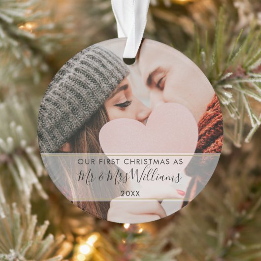 Eerste kerstfeest als meneer & mevrouw 2 foto ornament (Boom)