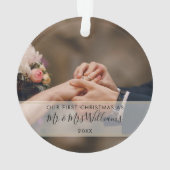 Eerste kerstfeest als meneer & mevrouw 2 foto ornament (achterkant)