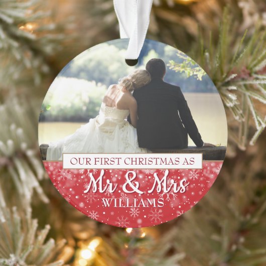 Eerste kerstfeest als meneer & mevrouw 2 foto ornament (Boom)