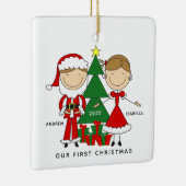 Eerste kerstfeest als meneer & mevrouw keramische keramisch ornament (Rechts)