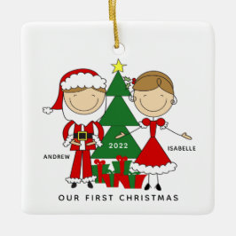 Eerste kerstfeest als meneer & mevrouw keramische  keramisch ornament