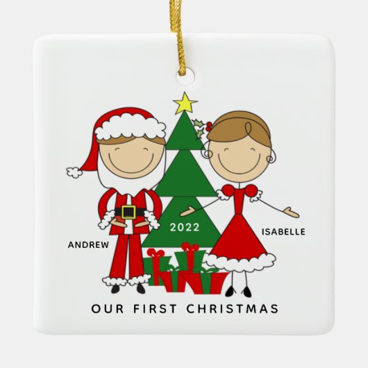 Eerste kerstfeest als meneer & mevrouw keramische keramisch ornament (Voorkant)