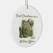 Eerste kerstfeest als militair officier keramisch ornament (Rechts)