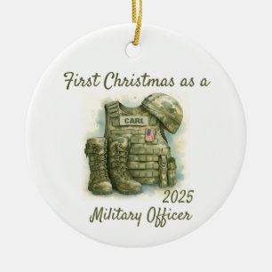 Eerste kerstfeest als militair officier keramisch ornament