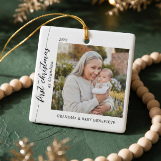 Eerste kerstfeest als oma baby foto aandenken keramisch ornament