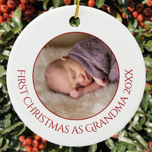 Eerste kerstfeest als oma babyfoto keramisch ornament