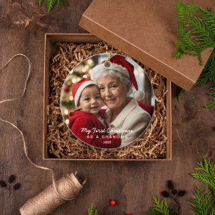 Eerste kerstfeest als oma foto-ornament keramisch ornament