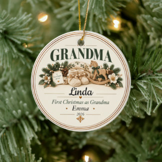 Eerste kerstfeest als oma-ornament keramisch ornament