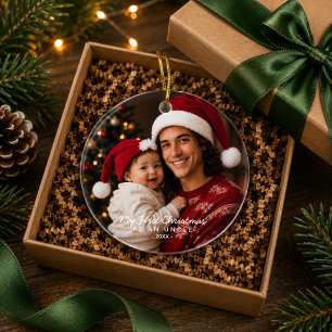 Eerste kerstfeest als oom foto-aandenken keramisch ornament