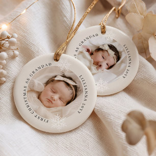 Eerste kerstfeest als opa 2 foto gepersonaliseerd keramisch ornament